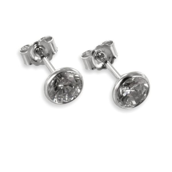 Ohrstecker mit Zirkonia 5mm Weißgold 333