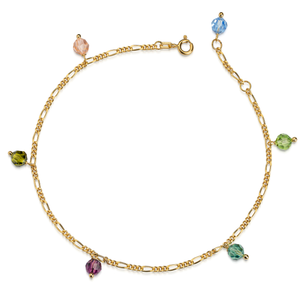Fußkette Swarovski Kristalle Silber 925 - 3 Milliemes vergoldet