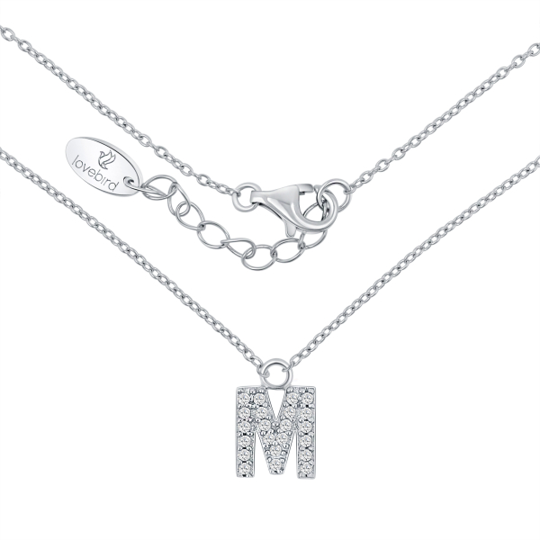 Lovebird Buchstabencollier M Silber 925 rhodiniert - 22 Zirkonia - Bild 2