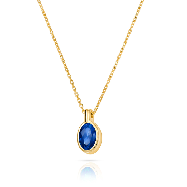 Collier Zirkonia saphirblau Gold 333 - Anhänger 5,0x10,0mm - Bild 2