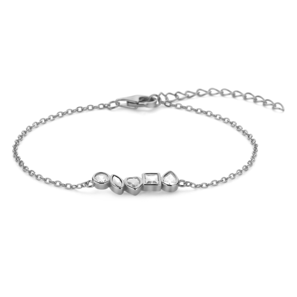 Armband 5 Zirkonia Silber 925 rhodiniert - Zwischenteil