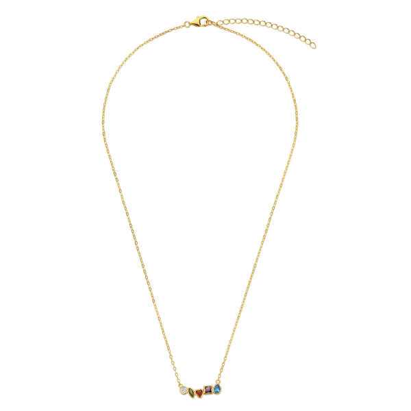 Collier Silber 925 vergoldet - 5 bunte Zirkonia - Zwischenteil 18x5,5mm - Bild 2