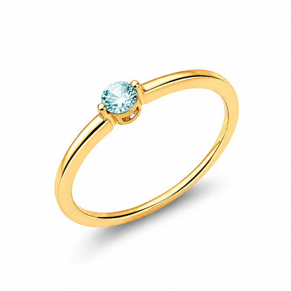 Ring Silber 925 vergoldet - Zirkonia Aqua - Hochglanz