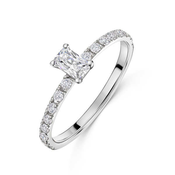 Damenring Silber 925 rhodiniert - 17 Zirkonia - Stein 4x3mm