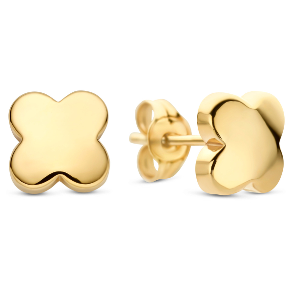 Ohrstecker Kleeblatt Gold 585 - Hochglanz - 6,30x6,30mm