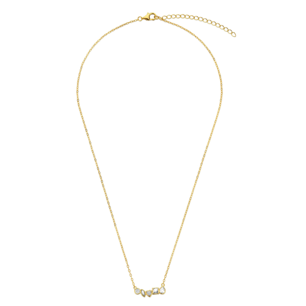 Collier Silber 925 vergoldet - 5 Zirkonia - Zwischenteil 18x5,5mm - Bild 2