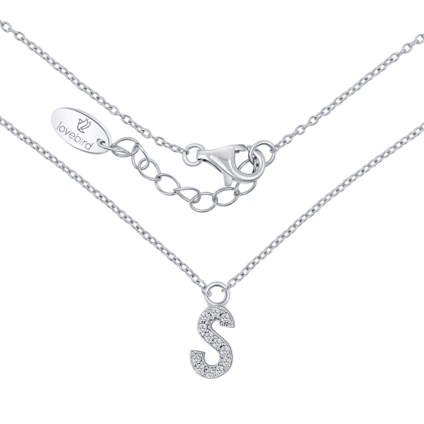 Lovebird Buchstabencollier S Silber 925 rhodiniert - 12 Zirkonia - Bild 2