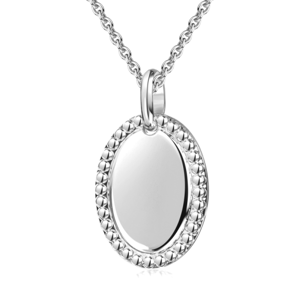 Collier mit Gravuranhänger oval Silber 925 - Anhänger 15x11mm im Vintage Look