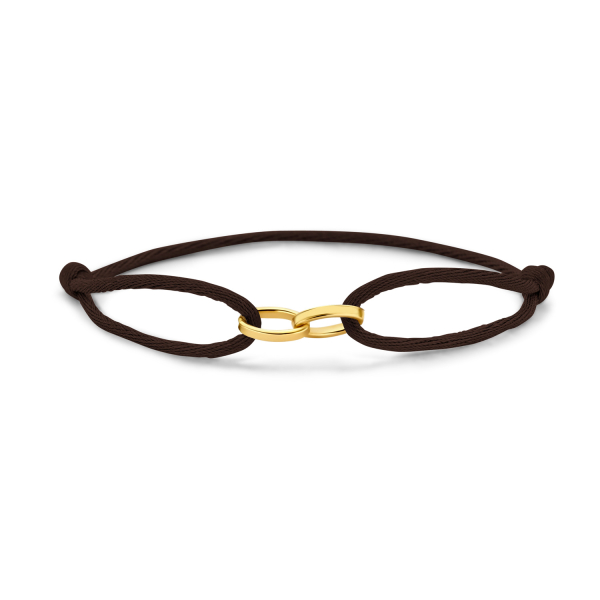 Armband Satin Dunkelbraun Gold 585 - 2 Glieder