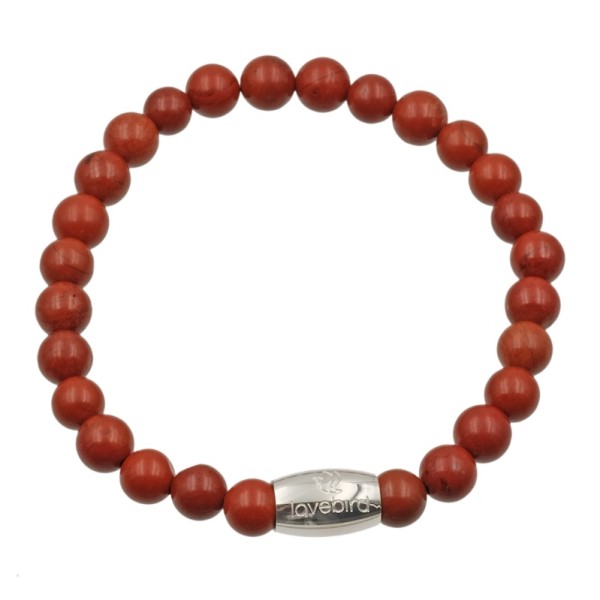 Lovebird Armband Jaspis rot Edelstahl - 6mm