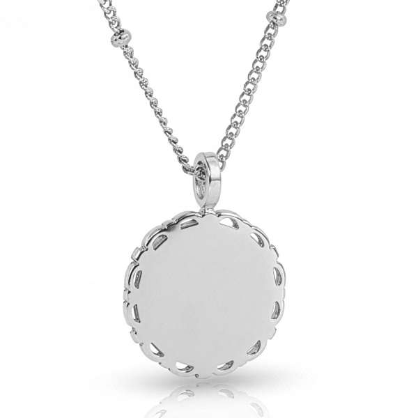 Anhänger Gravurplatte rund mit Bordüre Edelstahl - Ø 17mm - Filigrane Bordüre - Bild 2