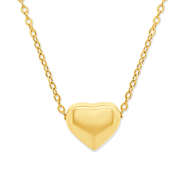 Lovebird Collier mit Herz Edelstahl IPG - Ankerkette 40+5cm
