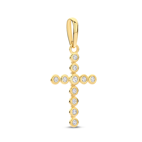 Anhänger Kreuz Gold 585 - 11 Zirkonia - 16,0x10,0mm - Bild 2