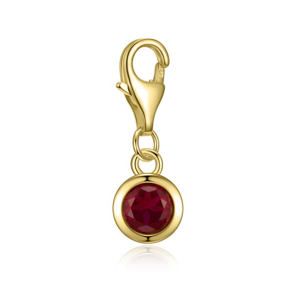 Charm Zirkonia Rubinrot Silber 925 vergoldet - 5mm