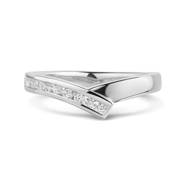 Ring Silber 925 rhodiniert - 10 Zirkonia - Schiene 2,0 auf 3,0mm - Bild 2