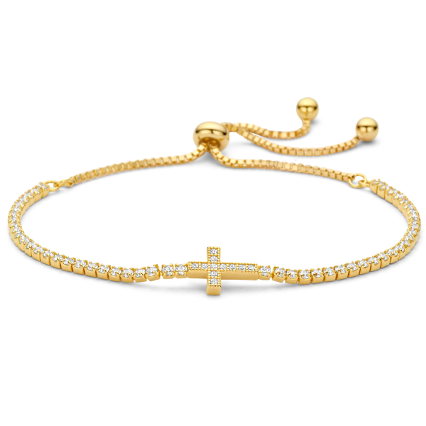 Armband Kreuz Silber 925 vergoldet - 63 Zirkonia