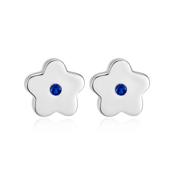 Ohrstecker Blume mit blauem Zirkonia Silber 925 rhodiniert - Ø 6,5mm