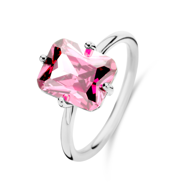 Damenring Zirkonia Pink Silber 925 - 8x10mm