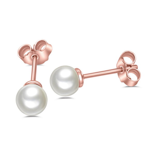 Lovebird Ohrstecker Silber 925 rosévergoldet - Süßwasser-Zuchtperle 7mm