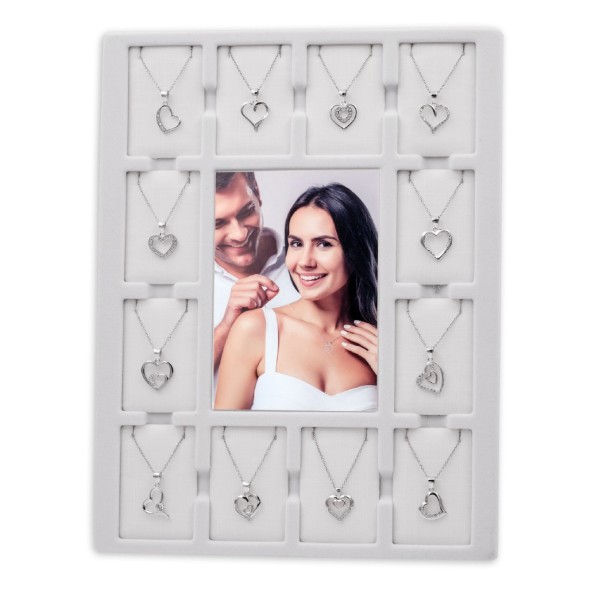 12er Schmuckdisplay mit 12 Herz-Colliers - Silber 925 rhodiniert - Zirkonia - Bild 2