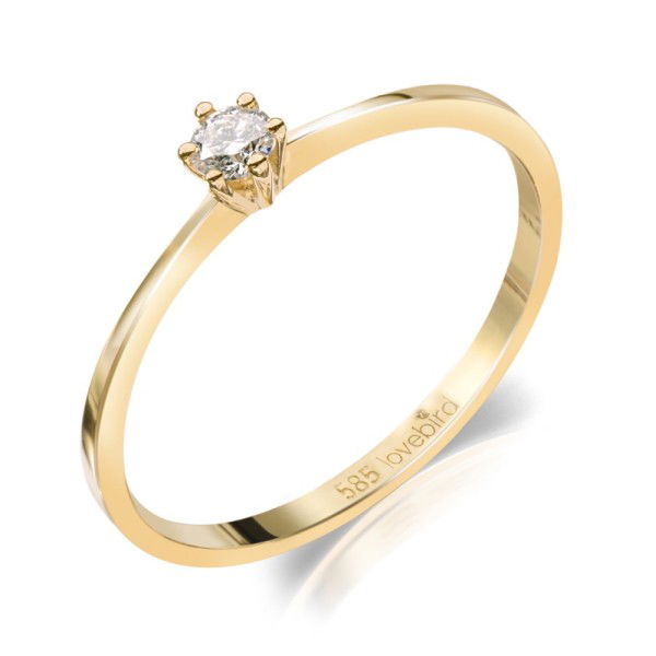 Lovebird Damenring Gold 585 - Brillant 0,10 ct. - 6 Stotzen Fassung
