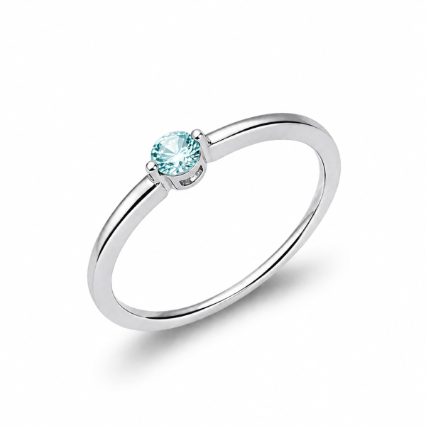 Ring Silber 925 rhodiniert - Zirkonia Aqua - Hochglanz