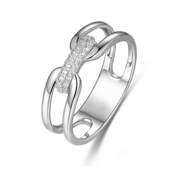 Ring Zirkonia Silber 925 rhodiniert - Hochglanz - 5,6mm breit