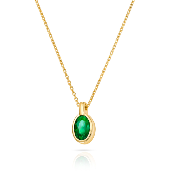 Collier Zirkonia smaragdgrün Gold 333 - Anhänger 5,0x10,0mm - Bild 2