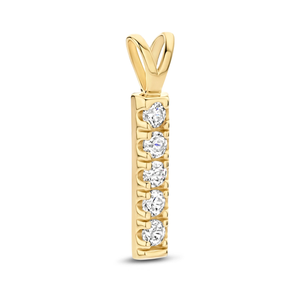 Anhänger Gold 585 - 5 Zirkonia - 16,7x2,7mm - Bild 2