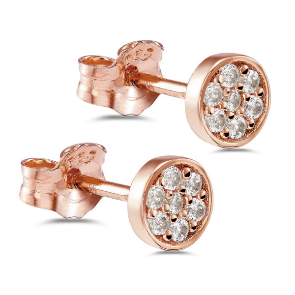 Lovebird Ohrstecker Silber 925 rosévergoldet - 14 Zirkonia - 5,5mm