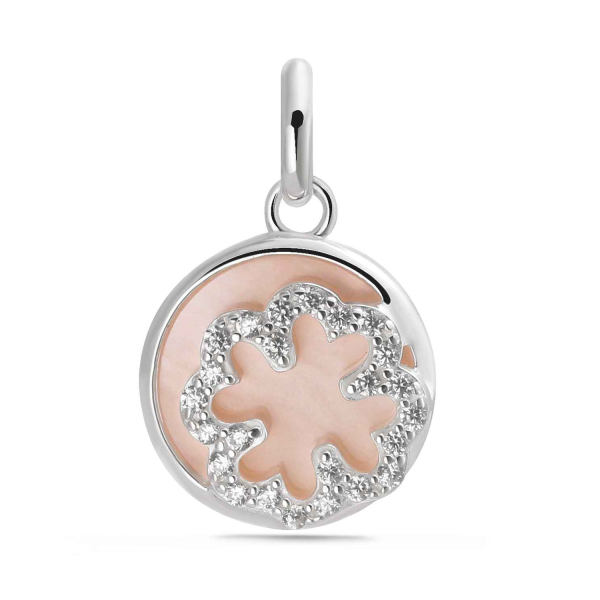 Anhänger Kleeblatt Silber 925 rhodiniert - Perlmutt - 11mm