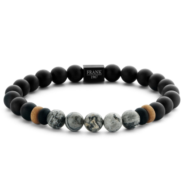 Frank 1967 Armband Edelstahl IPB - Achat und Jaspis - 8mm breit