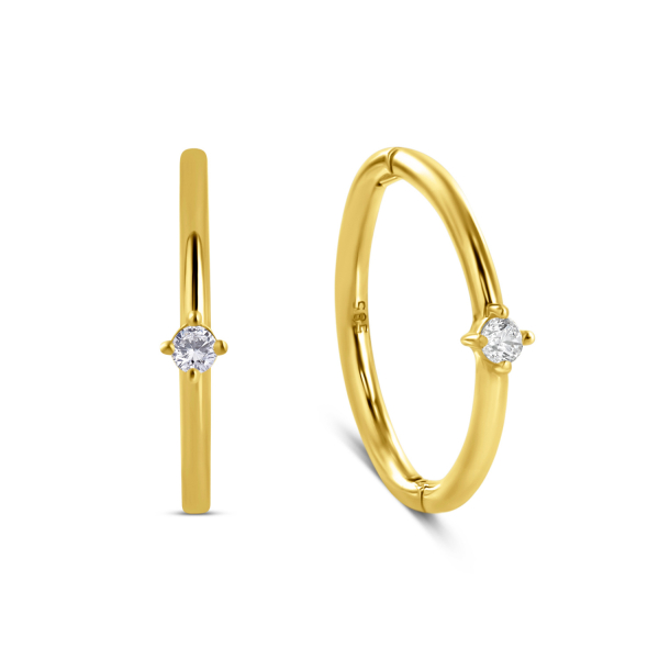 Klappcreolen mit Zirkonia Gold 585 - 12mm x 1mm