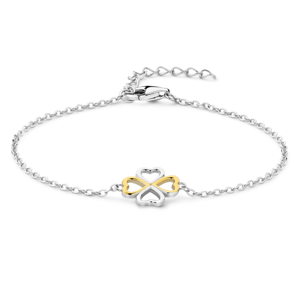 Armband Klee Silber 925 rhodiniert Bicolor - 16+3cm