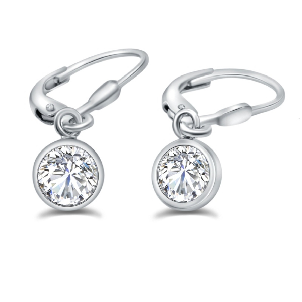 Lovebird Ohrhänger Silber 925 rhodiniert - Zirkonia 101 Facetten - 5mm