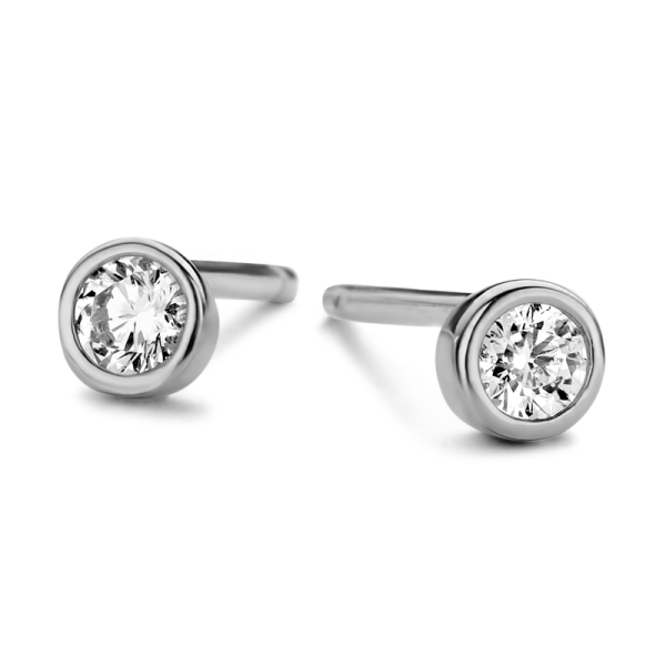 Ohrstecker Zirkonia Silber 925 rhodiniert - 3mm - Zargenfassung