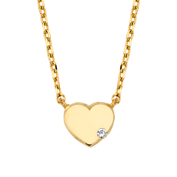 Collier Herz Gold 585 - Zwischenteil Herz mit Zirkonia