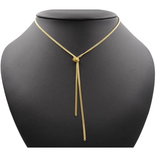 Y-Collier Silber 925 vergoldet - 60cm - Panzerkette diamantiert - Bild 2