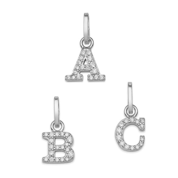 Buchstabenanhänger Zirkonia Silber 925 rhodiniert - 7,8x6,8mm