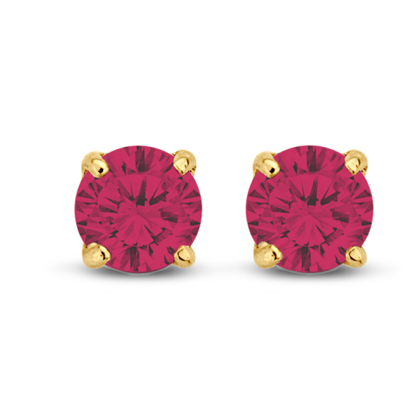 Ohrstecker Zirkonia rot Gold 585 - 5mm - 4 Stotzen Fassung