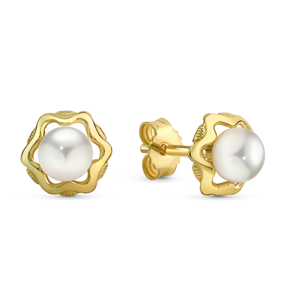 Ohrstecker mit Süßwasser-Zuchtperle 4,5-5mm Gold 333