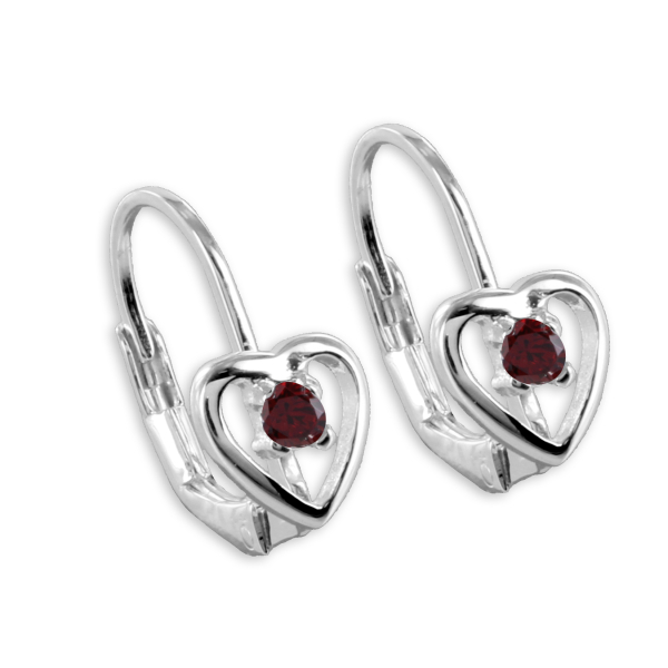 Ohrhänger Herz Silber 925 - Zirkonia Rot