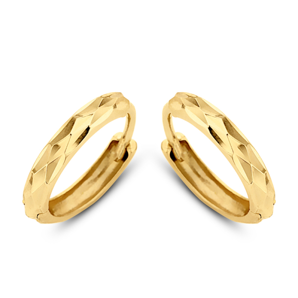 Klappcreolen Gold 585 - Diamantiert - Ø 12mm - 2mm breit