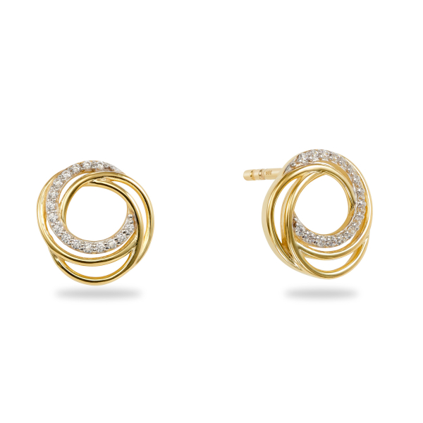 Ohrstecker mit 32 Zirkonia Gold 333 teilrhodiniert