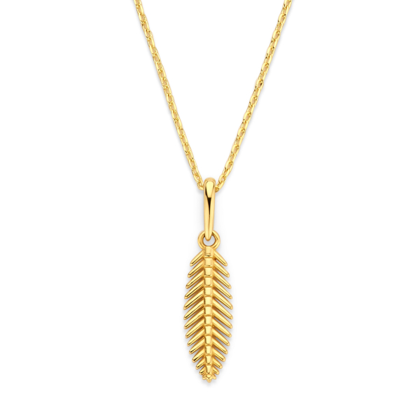 Collier mit Anhänger Feder Gold 585 - Feder 4,7x14mm