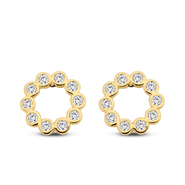 Ohrstecker mit 20 Zirkonia Gold 585 - Ø 6mm