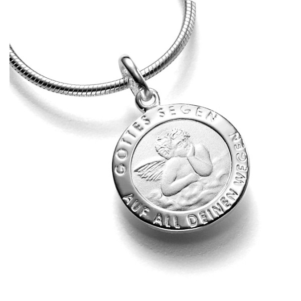 Anhänger Schutzengel Silber 925 - Teilmatt - Ø 12,5mm