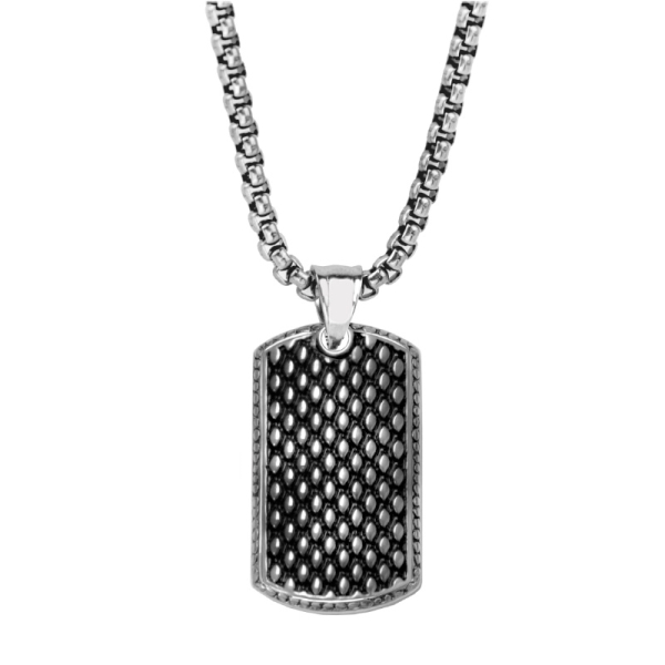 Frank 1967 Halskette mit Dog Tag Edelstahl - Venezianerkette 60cm - Dog Tag 50x23mm