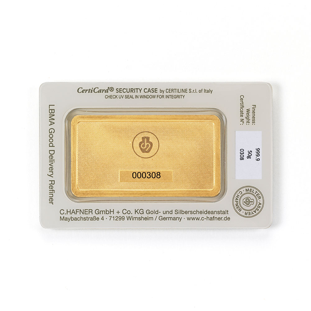 50g Goldbarren C.HAFNER - 999,9 Feingold - Neuware - Bild 3