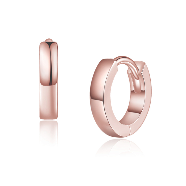 Lovebird Klappcreolen Silber 925 rosé vergoldet - Ø 11mm - 2,2mm breit